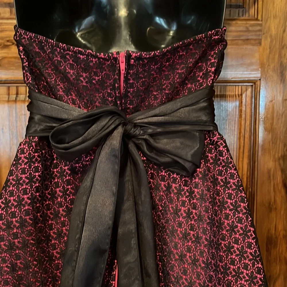 Pink & Black Lace Halter Dress